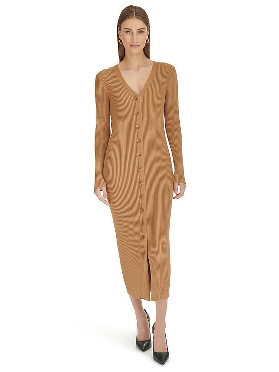 Harper Rose Dresses & Skirts - Neutral Old Money Harper Rose Ribbed Knit Button Accent  Maxi Dress Size L